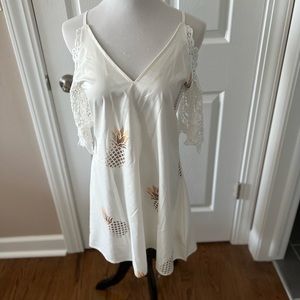 White and gold mini dress with pineapples